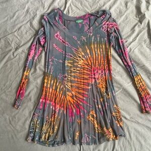 Kathmandu Gray and Pink Graphic Asymmetrical Tunic